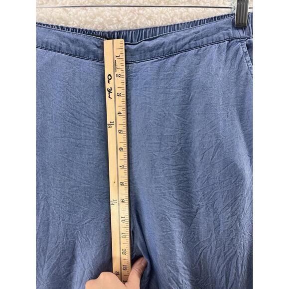 NIC+ZOE Pants Women's Size Medium Blue Wide Leg Pull On Pockets Lyocell Chambray - Picture 4 of 9